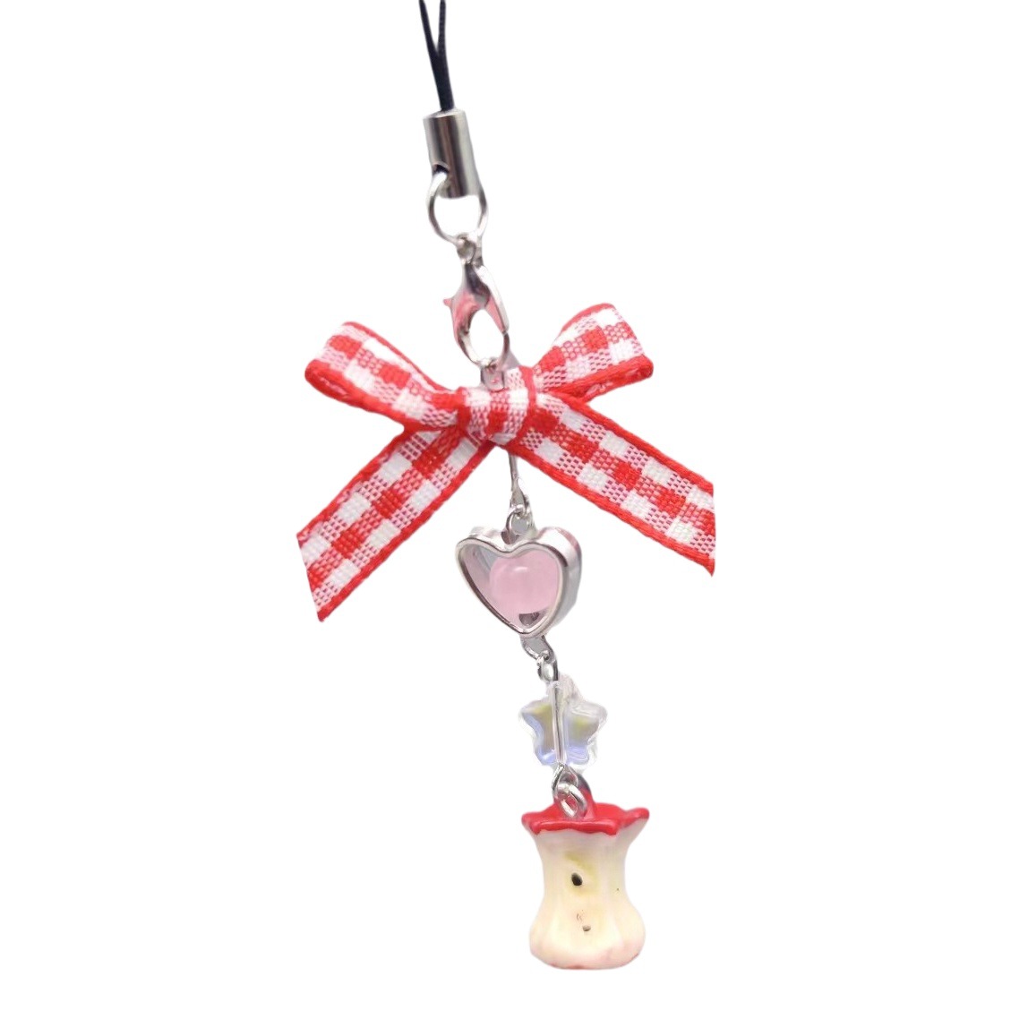 apple party beaded mobile phone chain bow love card book schoolbag pendant accessories lace cute red