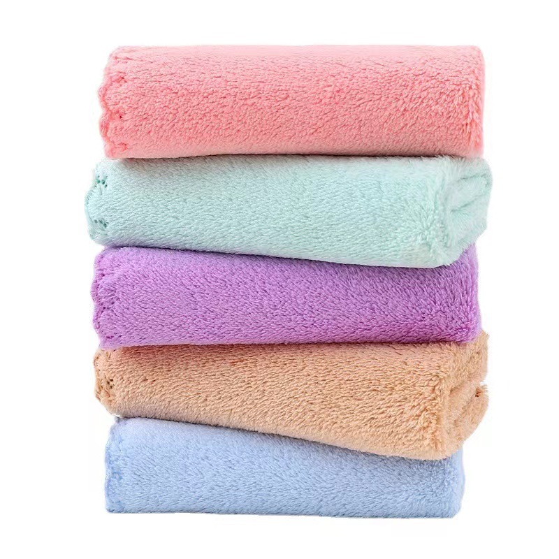 Picture of 20 pieces of coral fleece square towel kitchen dishwashing cloth soft absorbent handkerchief plain hand towel