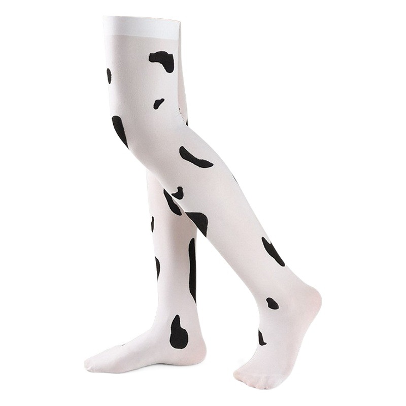 Cross-border Little Cow Sweet Sister Silk Stockings Sex Stockings Long Tube Milk White Spotted Stockings High Over Knee Matching Internet Red
