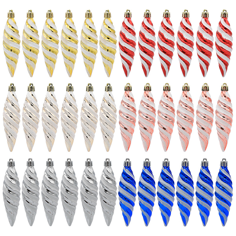 New Christmas decorations Christmas tree decoration props painted pointed spiral thread Christmas ball Christmas gift