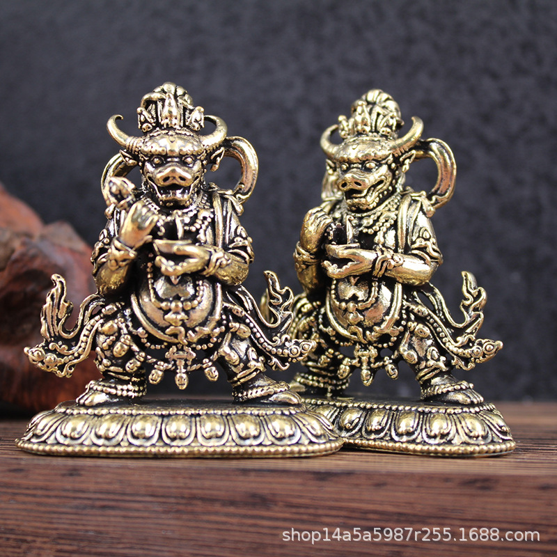 Buddha Antique Bronze Bull Demon King Ornaments Desktop Decoration Mini Vintage Brass Small Buddha Statues Ornaments Batch Origin