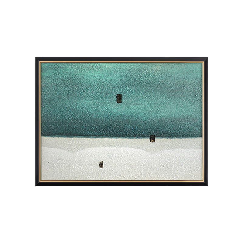 Picture of "Portuguese Coast" light French rattan abstract green white beach living room bedroom study quiet decorative painting