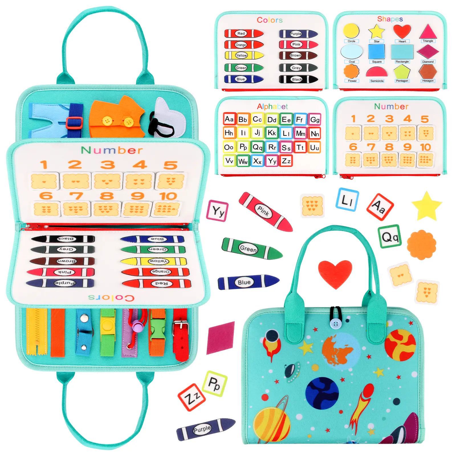 Picture of Cross-border foreign trade felt learning board Montessori early education board busy board children's quiet book cloth book in stock wholesale factory