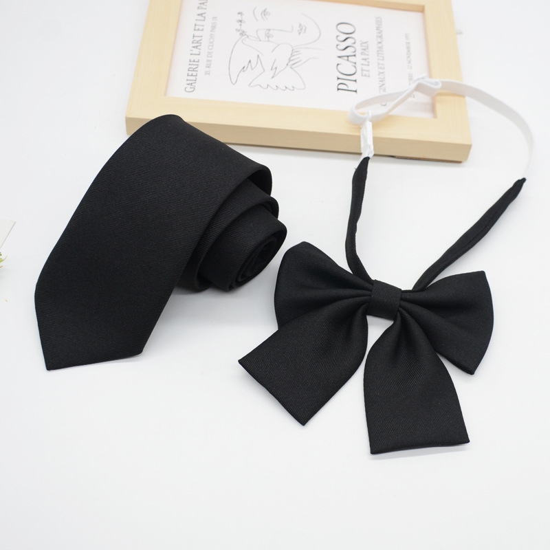 Picture of Jk Tie Female K-Style Japanese Style Preppy Style Black 7cm Hand-Tied School Uniform Uniform Knot-Free Short Student Trend