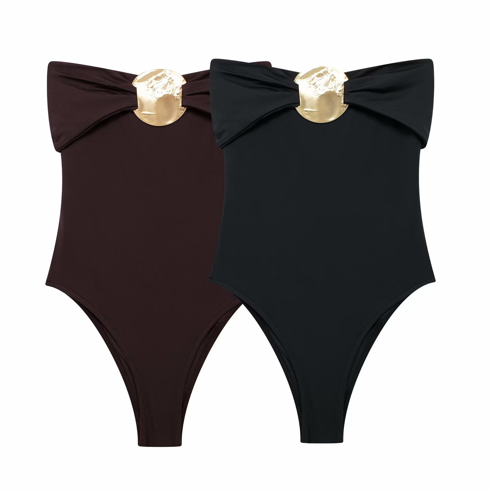 European and American cross-border women's clothing wholesale European and American style metal ornaments sexy slim tube chest jumpsuit tight swimsuit women