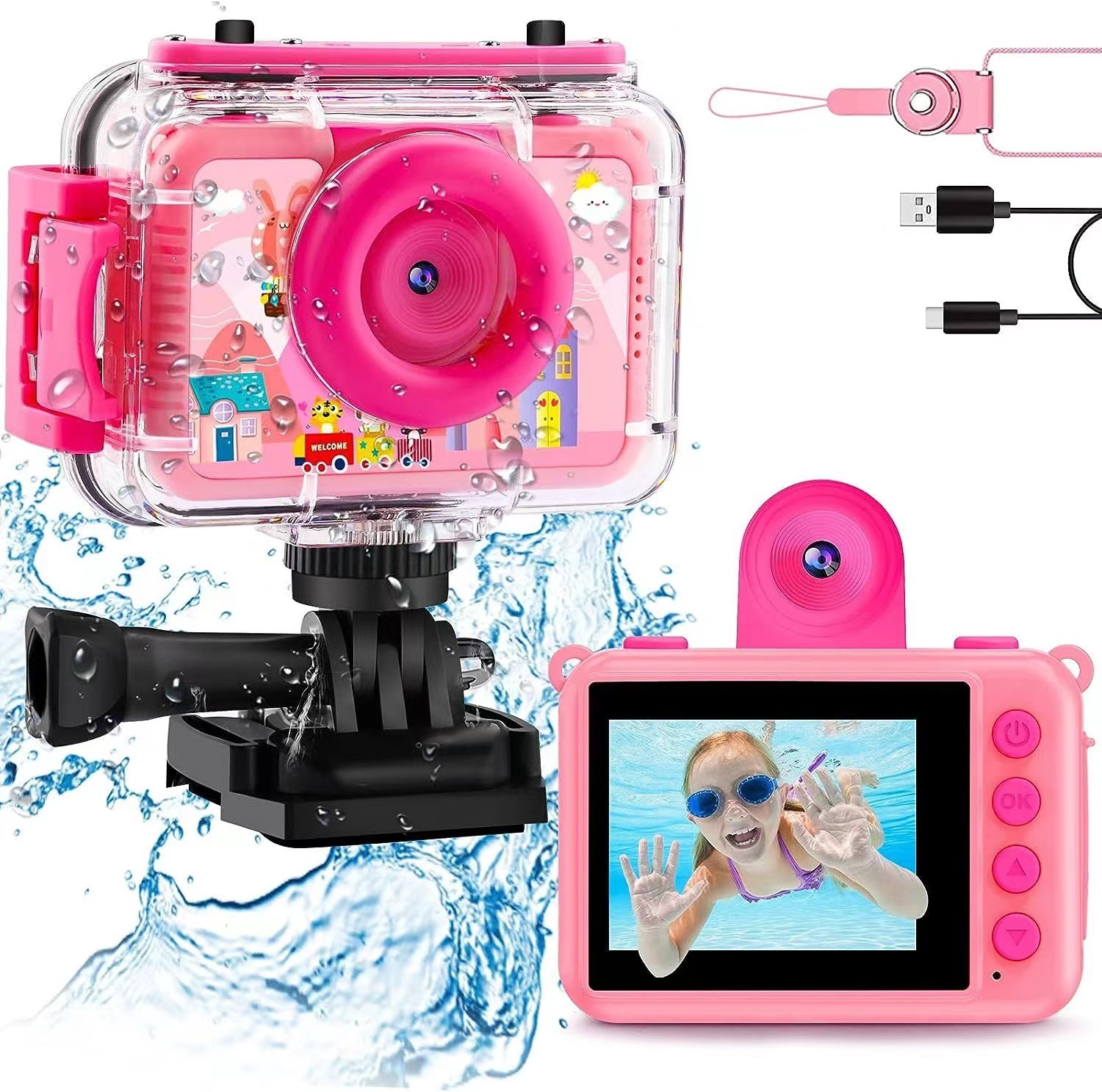 Amazon New Product Lens Flip Selfie Waterproof Kids Digital Camera Fashion Boys Girls Gift Camera