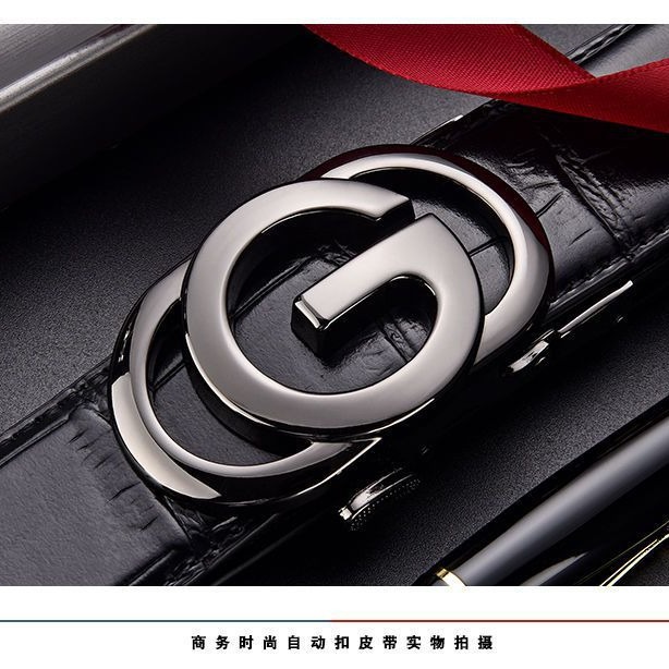 Men's Leather Belt Top Layer Cowhide Trend Business Fashion Commuter Dress Letter Automatic Buckle Factory Outlet