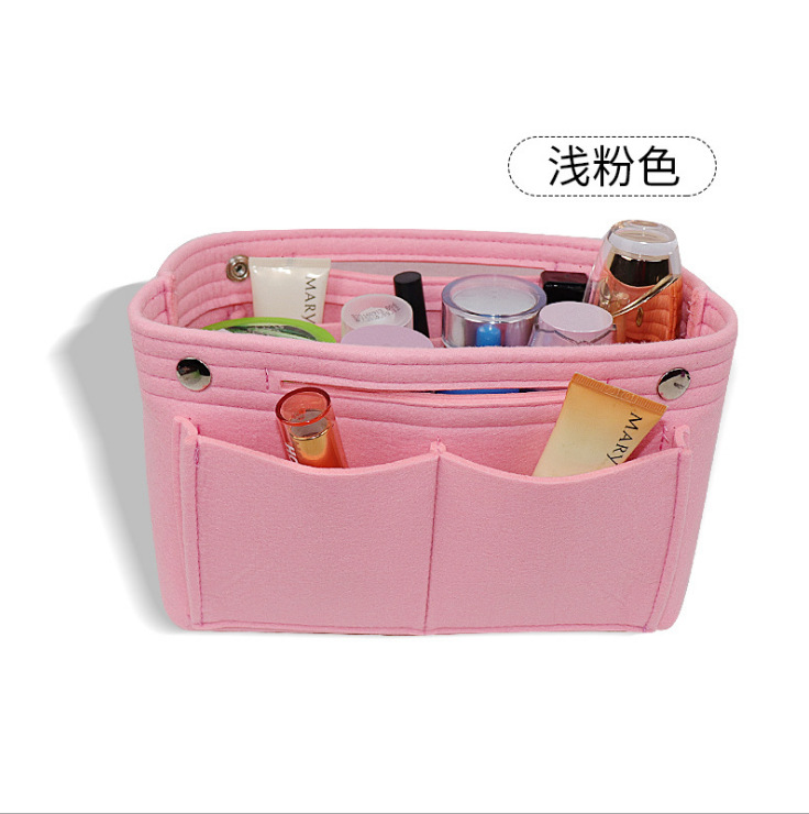 Picture of Factory wholesale felt cosmetic bag multi-functional Women's Travel liner bag large capacity felt snap storage bag