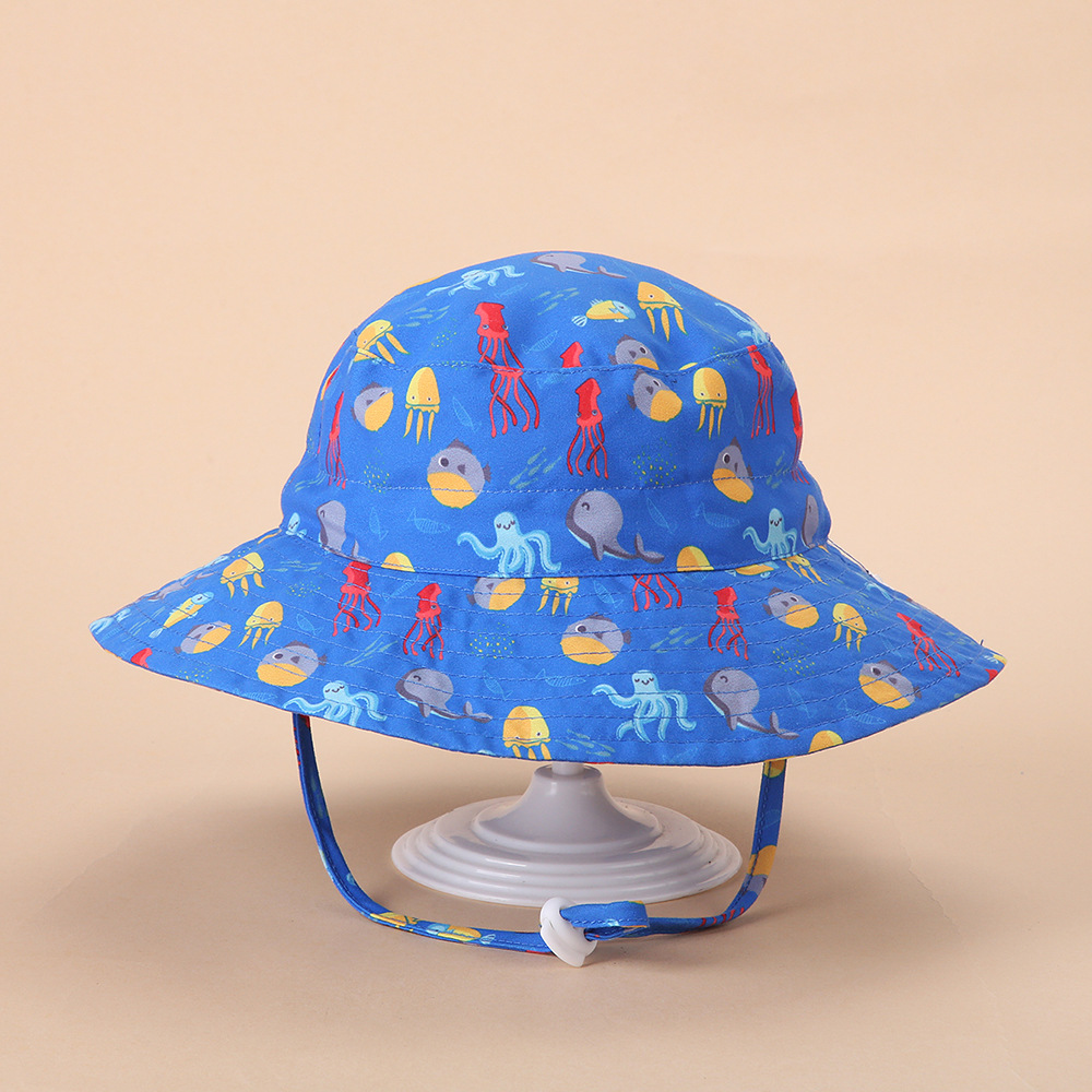 Picture of Spring and summer European and American new sun hat for boys and girls baby breathable quick-drying beach hat for children sunscreen adjustable fisherman hat