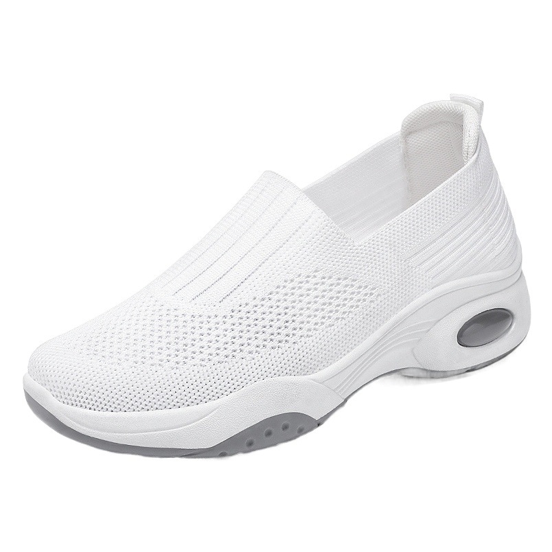 Women's Shoes 2025 Autumn New Export Fly-Knit Women's Shoes Thick-Soled Casual Cloth Shoes Slip-On Platform Shoes