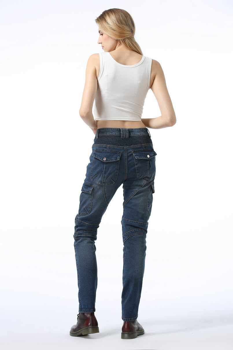 Picture of VOLERO casual multi-bag overalls motorcycle pants motorcycle jeans women's motorcycle racing cycling pants with protective gear