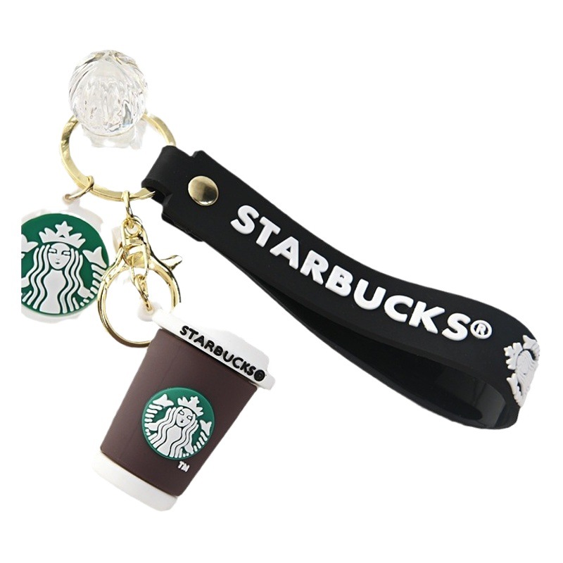 Three-Dimensional Simba Coffee Cup Keychain Cartoon Silicone Car Key Pendant Doll Machine Small Gift Wholesale