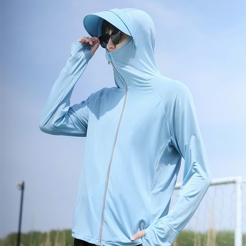 Picture of Jiao's Same Style Summer Ice Silk Non-Uv Protection Clothing for Men and Women with Brim, Non-Uv Protection, Breathable, Quick-Drying Fishing Sun Protection Clothing