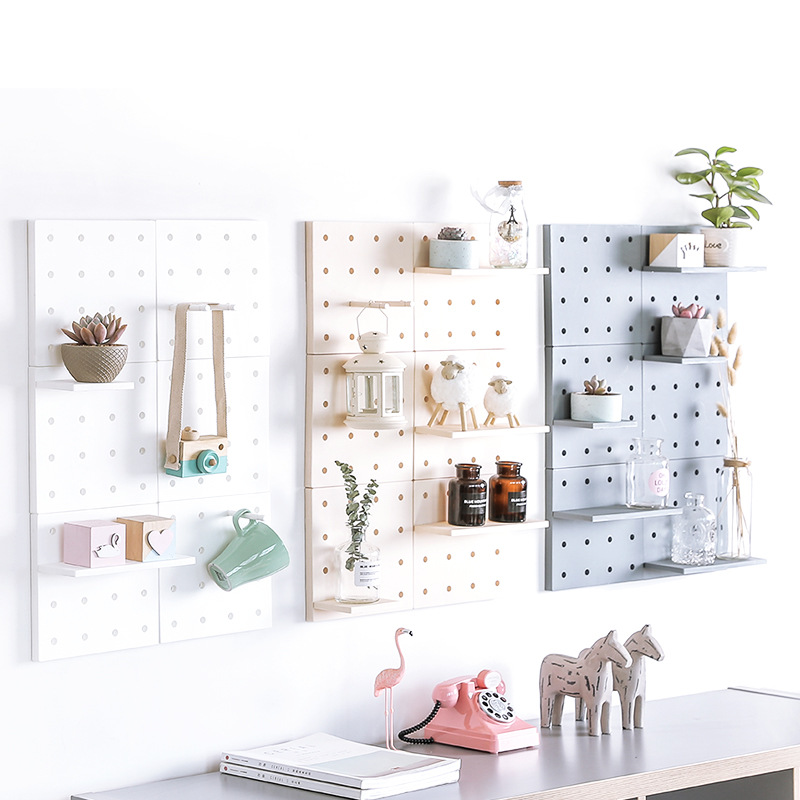 Picture of Casual Plastic Hole Board Set Living Room Kitchen Wall Bedroom Storage Wall Partition Home Wall Hanging Shelf