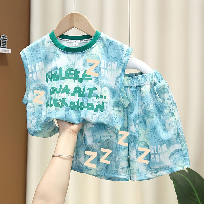 Picture of Boys' Vest suit 2024 New Arrival Duffy Handsome Baby Summer Sleeveless Clothes Trendy Children's Thin Summer Two-Piece Set