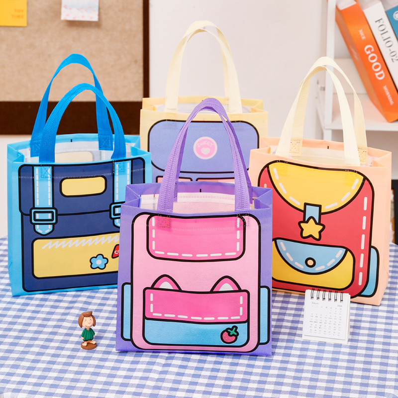 Dopamine School Bag Handbag Non-Woven Gift Bag Student Cute High-Looking Souvenir Gift Bag Portable Bag