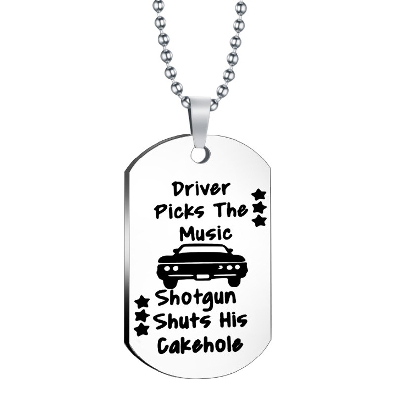 European and American Explosions Driver PicksThe Music Driver Stainless Steel Military Brand Keychain Necklace Pendant
