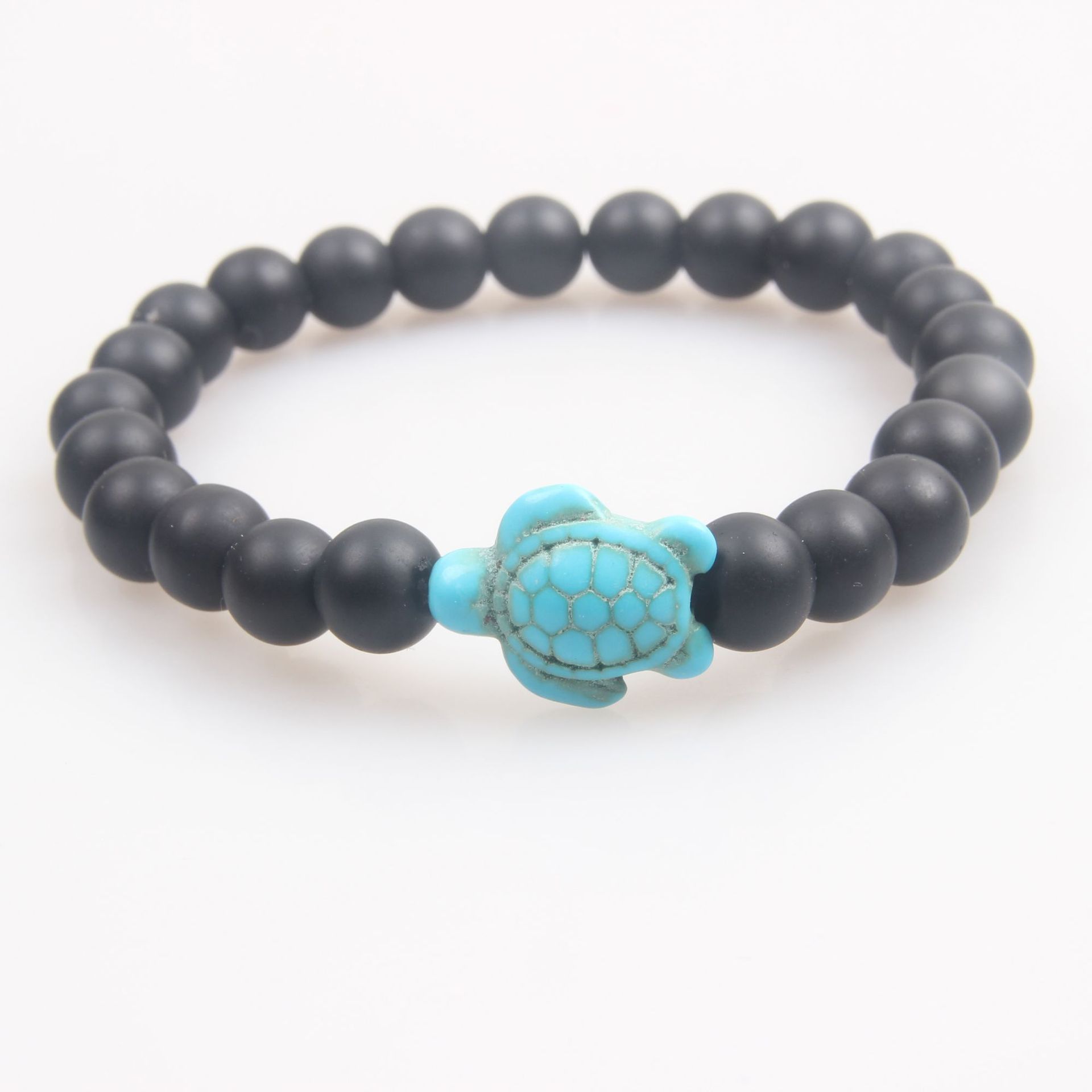 Picture of Zhou Lianfa 8MM Decorative Lava Volcanic Stone Beads Turquoise Cross Elastic Elastic Bracelet for Men and Women