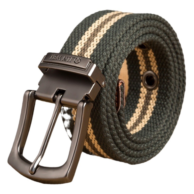 Men's pin buckle canvas belt outdoor thickened woven cloth belt lengthened versatile student belt extra long