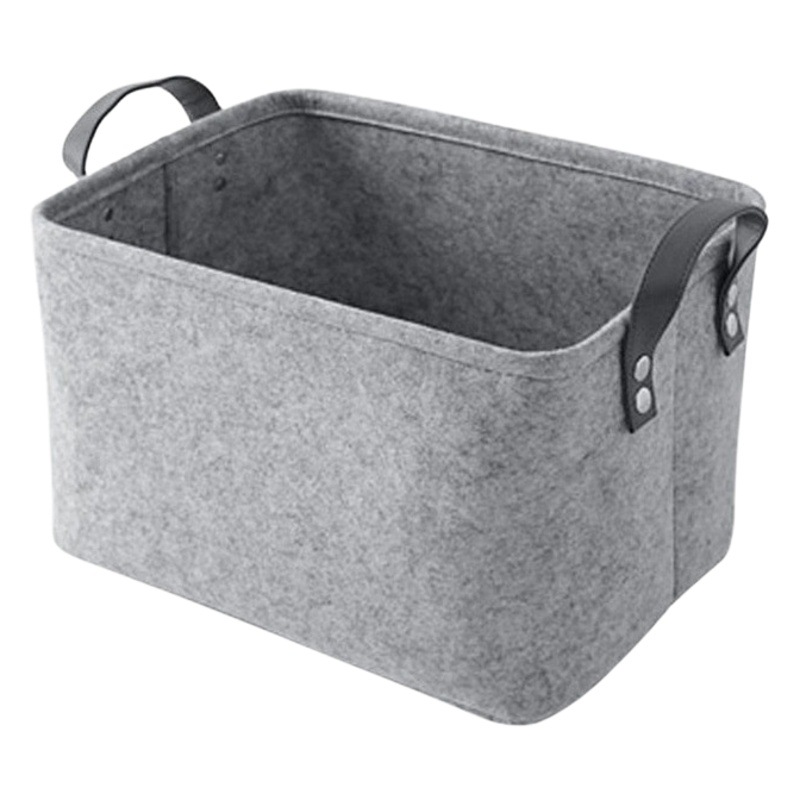 Household Double-sided Hand-held Dirty Clothes Basket Leather Handle Debris Storage Basket Simple Monochrome Felt Storage Basket