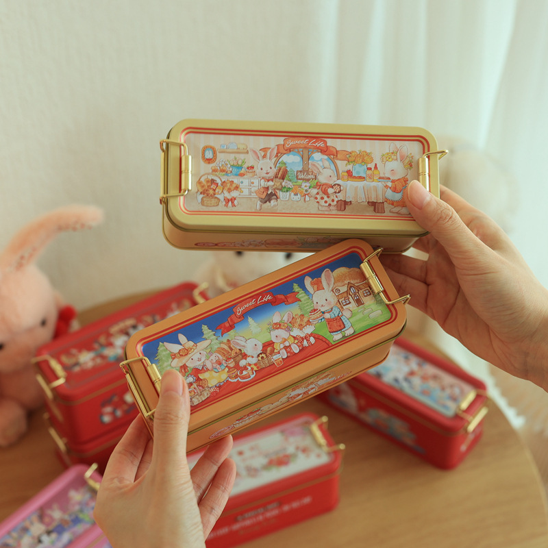Vintage Style Candy Box Hand Gift Box Iron Box Pineapple Cake Snowflake Cranberry Biscuit Packaging Buckle Iron Box