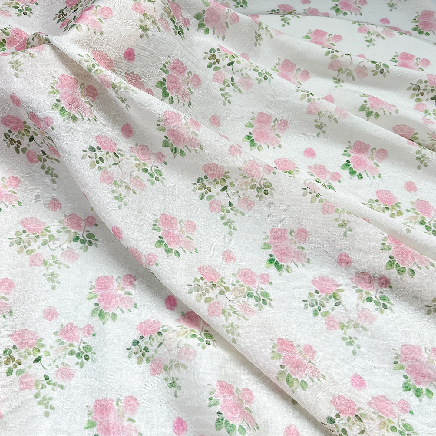 Pink Rose New Chinese Style Tencel Jacquard Fabric Hanfu Cheongsam Dress Fabric 1.0m Price