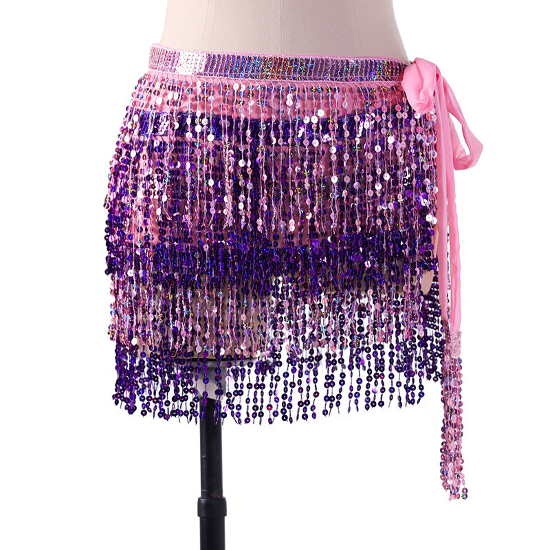 Picture of New belly dance beads waist chain 4 sequins hip towel tassel waist belt dance performance can be a generation of hair