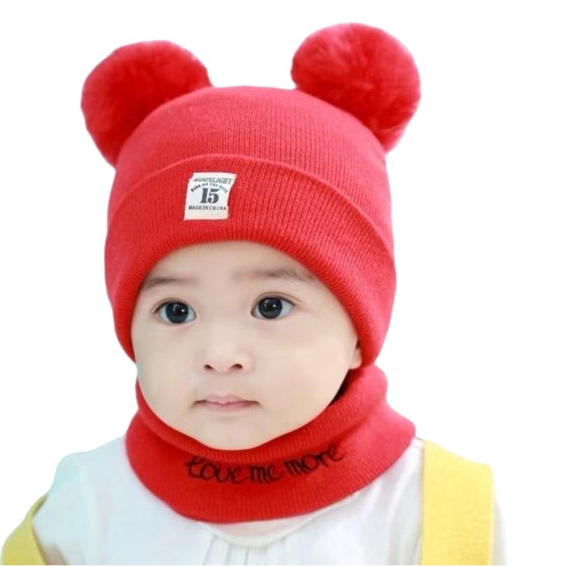 Baby hat spring and autumn 0-3-6-12 months old male and female baby hat winter warm wool children's hat scarf