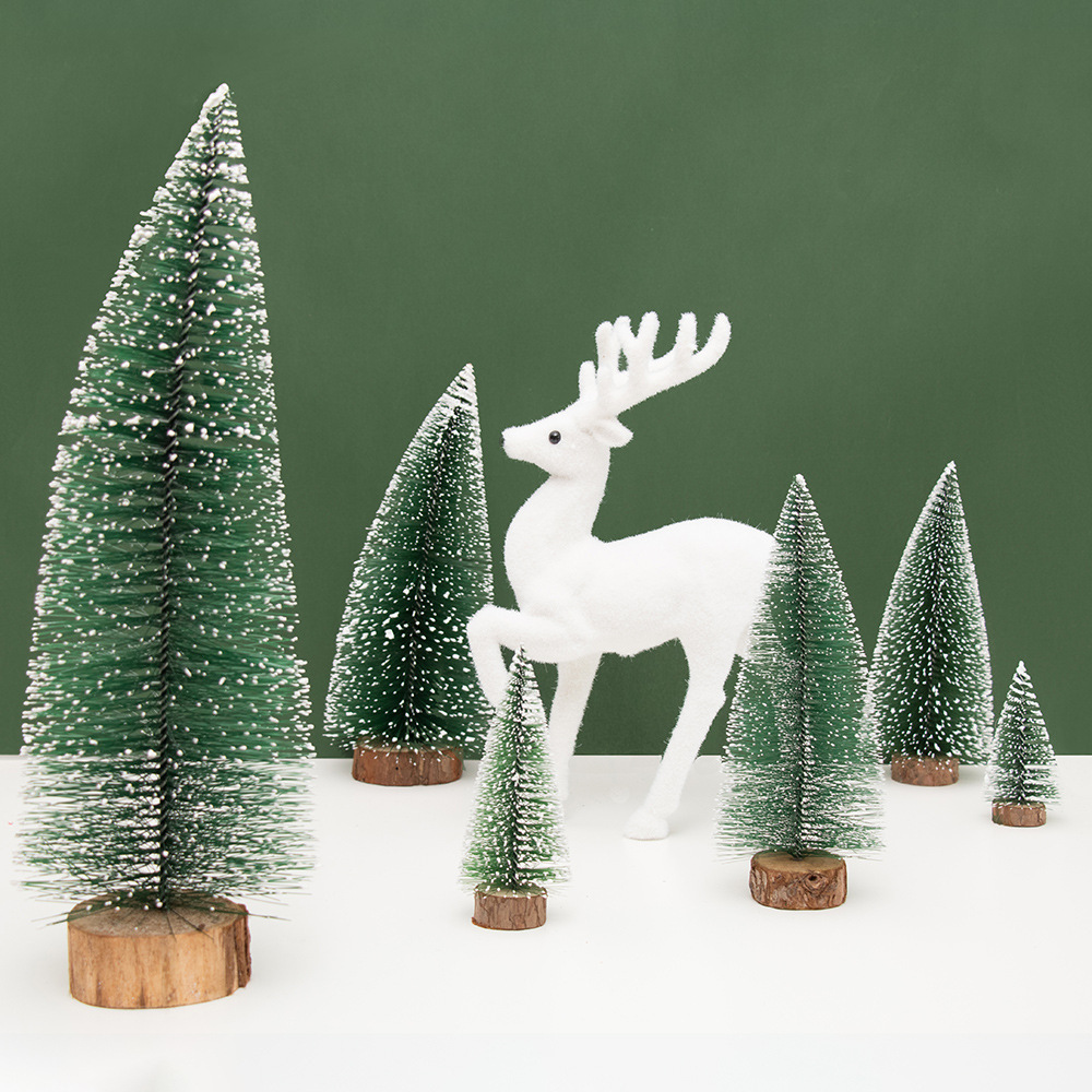 Christmas decorations Christmas tree ornaments mini white Christmas pine tree table bar shopping mall