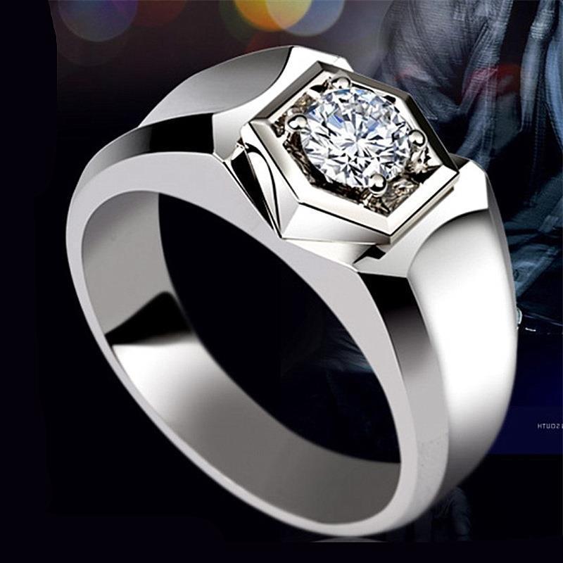 European and American men's elegant ring 2 Karat elegant men's diamond ring personality handsome business domineering gentleman ring