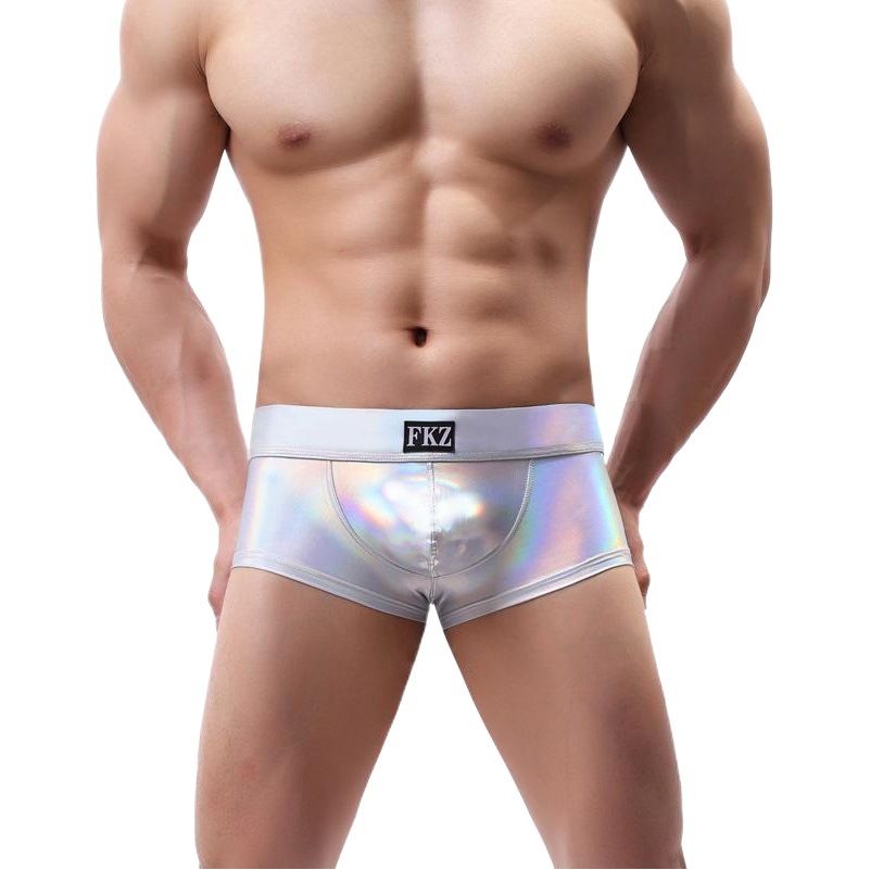 Factory wholesale men's underwear personalized bronzing nylon Ice Silk U convex sexy low waist boxers foreign trade Amazon