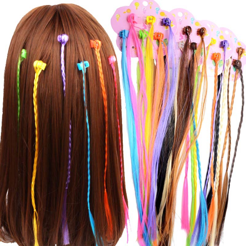 Hot sale small claw clip beaded color wig twist braid children's holiday performance hair accessories straight hair ring headdress