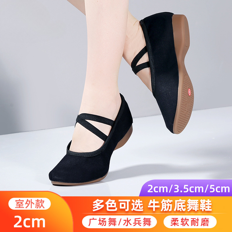 New Dancing Not Tired Feet Middle-aged and Elderly Dancing Shoes Women's Soft-soled Black Dancing Shoes Flat Mid-soled Square Dance