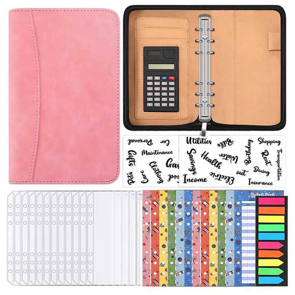 Picture of Solid Color Business Loose-leaf Hand Ledger Wholesale Zipper Bag with Calculator Multifunctional Notebook Notepad Print LOGO