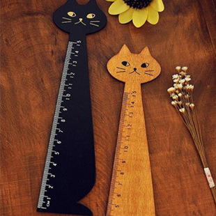 Picture of Creative Cute Cat Wooden Ruler Drawing Drawing Scale Student Stationery K-Style Wooden Handbook Ruler