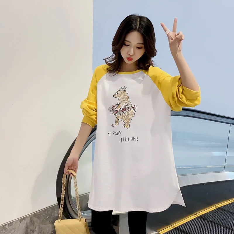 Pregnant women's clothing autumn fashion Internet red printing long sleeve sweater women's clothing tide hot mom new spring and autumn top T-shirt