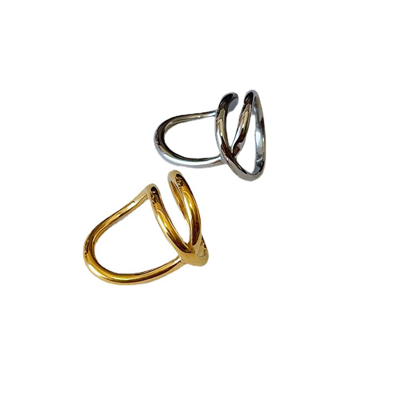 Picture of European and American Ins Cold Style Niche Stylish Design Asymmetrical Twisted Line Ring Titanium Steel 18K Non-Fading Trend