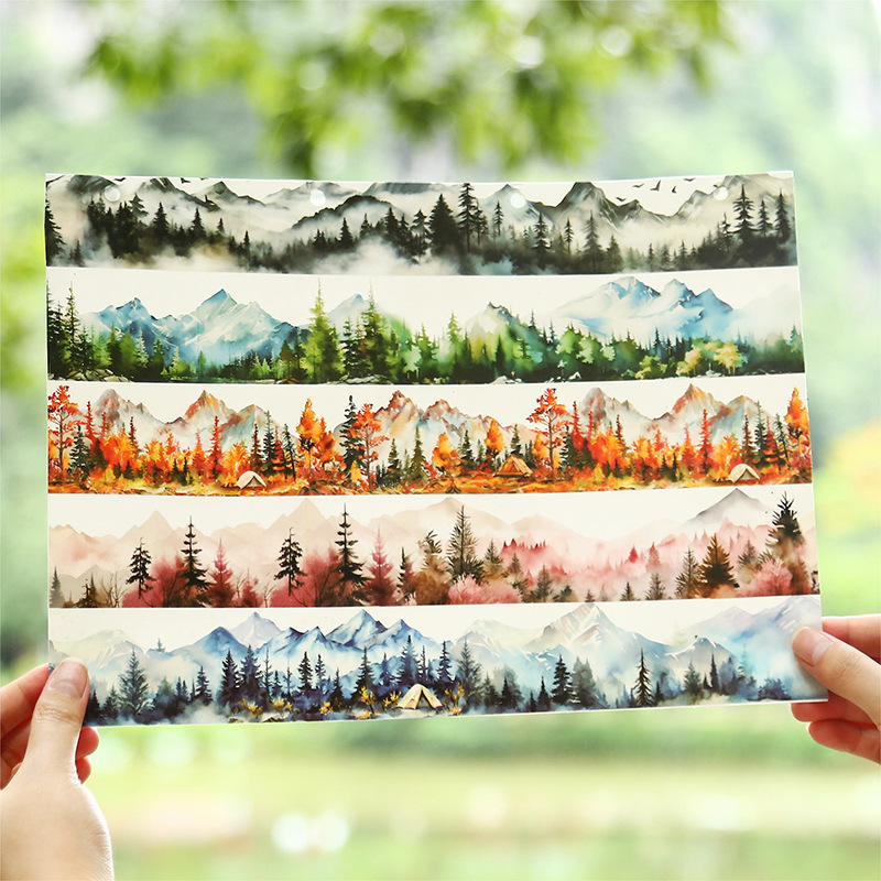 A Beautiful Day Tape Mountain Trail Series Plant Landscape Handbook DIY Collage European-style Base Decoration 6