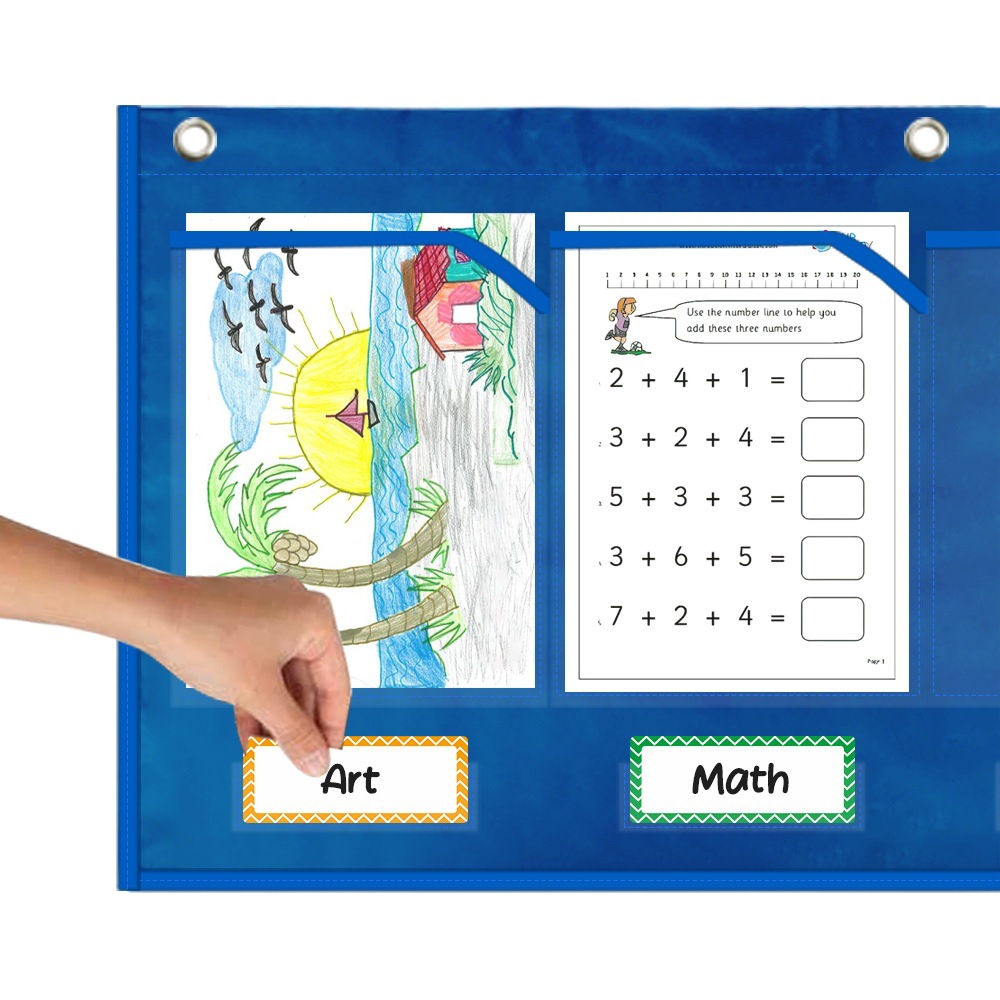 Wall pocket chart with label