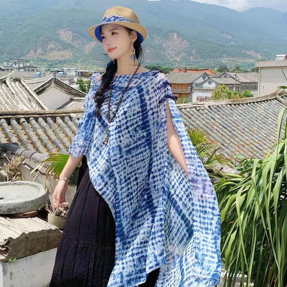 2024 New Ethnic Style Shawl New Chinese Buckle Scarf Women's Spring Warm Sun Protection Cloak Fashionable All-match Scarf