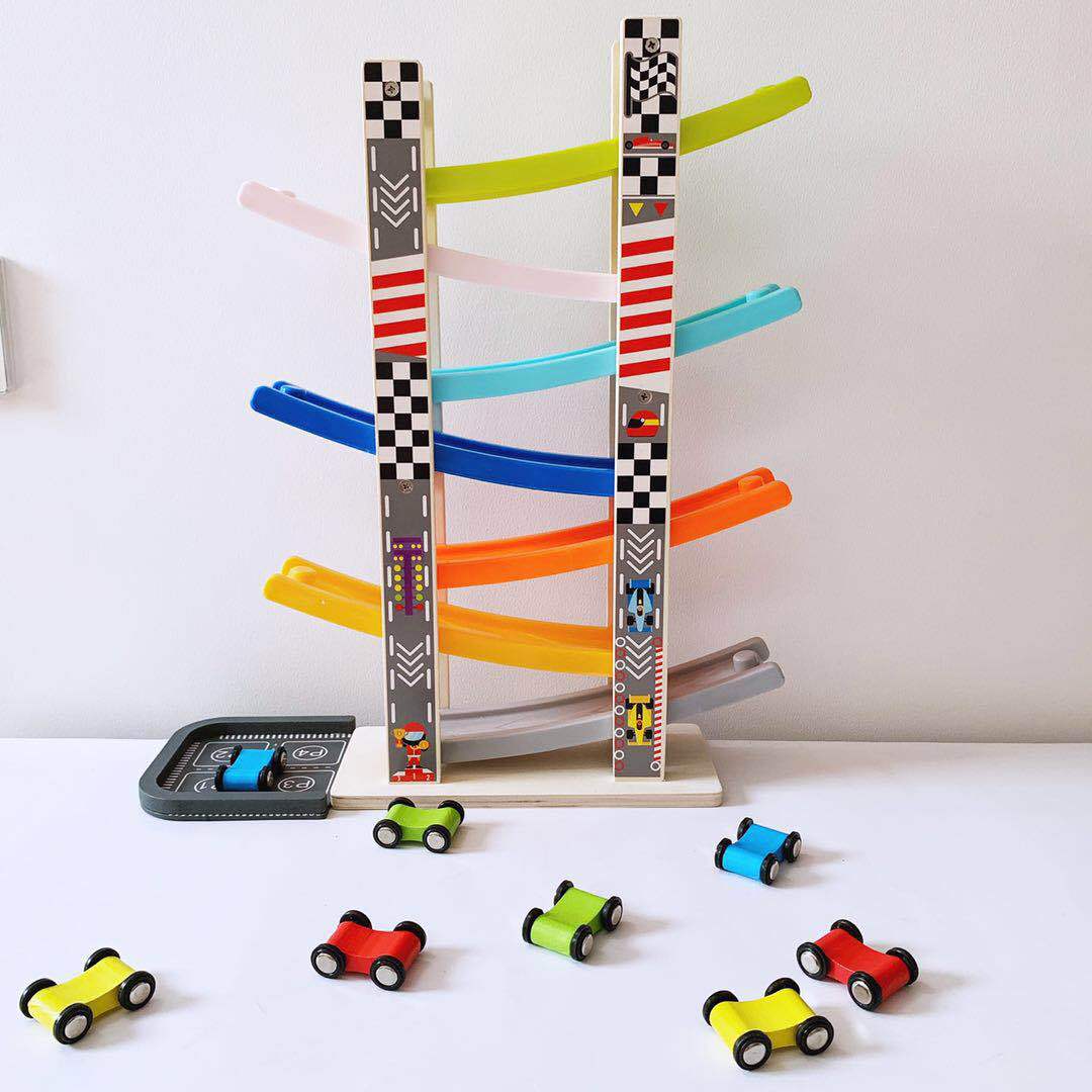 Picture of Wooden Children's Puller Boy Girl Baby Sliding Rail Car Car Speed Inertia Glider Toy