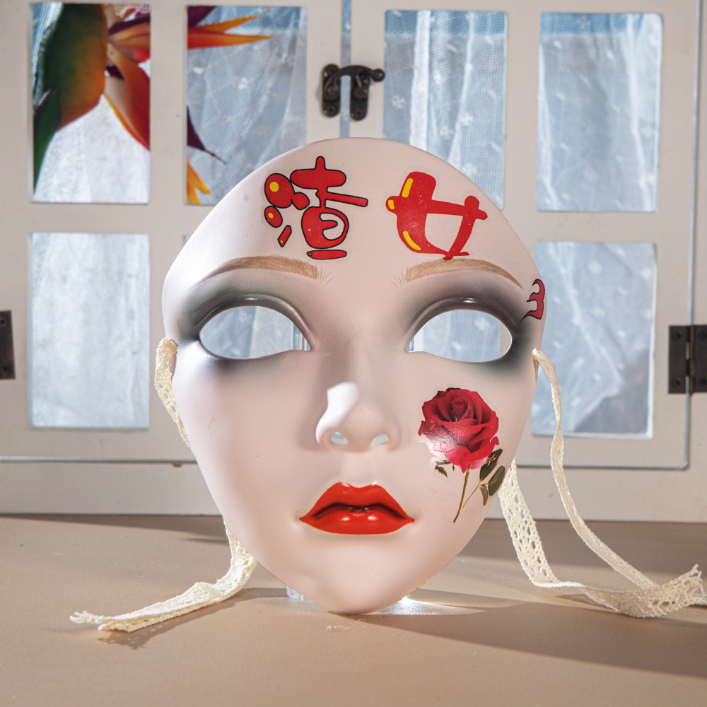 Beautiful ancient-style cosplay beauty mask, full-face Chinese style hand-painted decoration, Hanfu accessory prop, painted mask