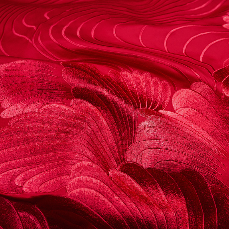 Picture of Light luxury 160 double long staple cotton red wedding wedding four-piece cotton embroidery wedding six-piece ten-piece