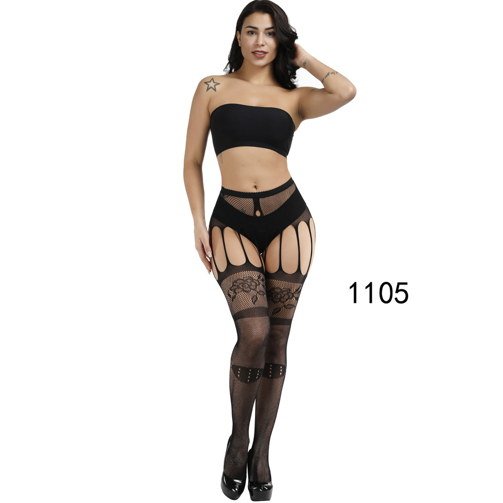 Picture of European and American Original Single Jacquard Garter Fishnet Stockings Sexy Pantyhose Sexy Stockings Summer Anti-Falling Fishnet Stockings Temptation