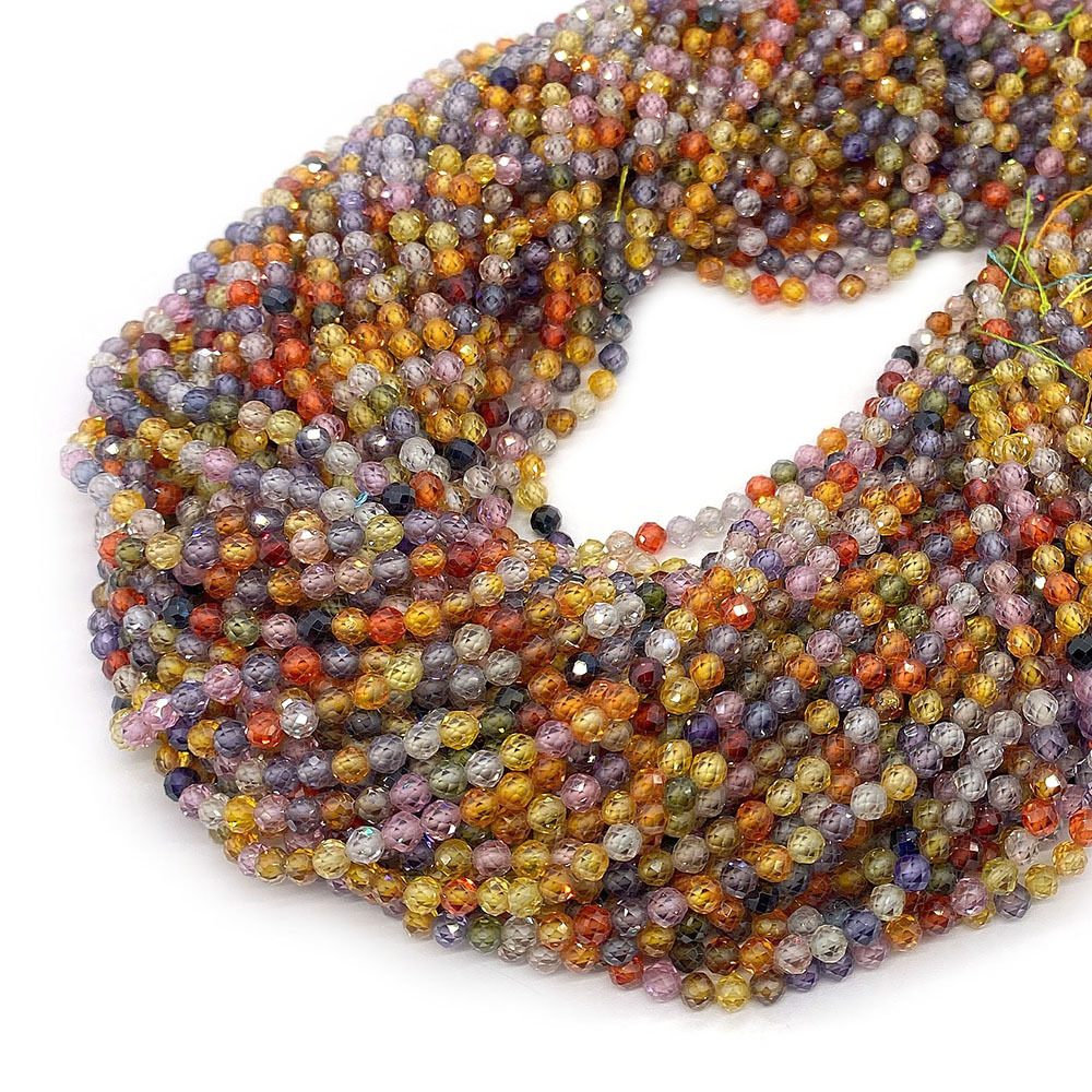 Picture of Amazon specializes in natural stone zircon loose beads cut surface mixed with straight holes round beads DIY necklace bracelet jewelry accessories