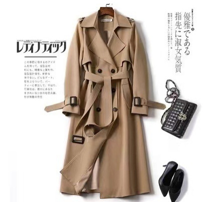 Picture of Windbreaker Women's Mid-Length 2025 Spring & Fall New Korean Style Small Popular British Style Over-The-Knee Outwear Popular Outwear