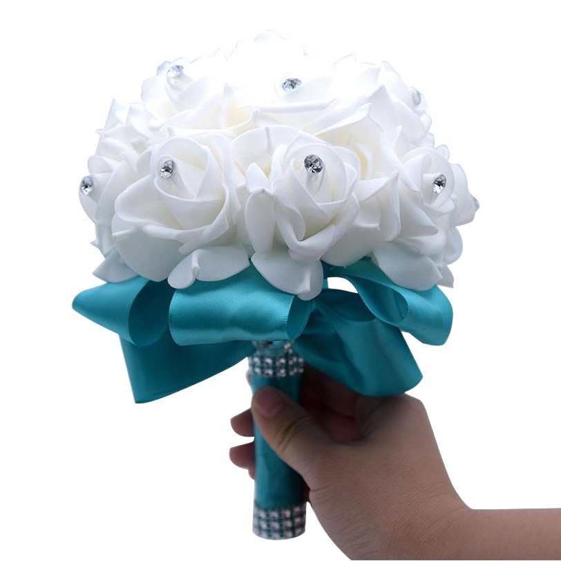 European and American pe bride holding flower wedding ribbon simulation flower bouquet wedding supplies manufacturers D746 real price