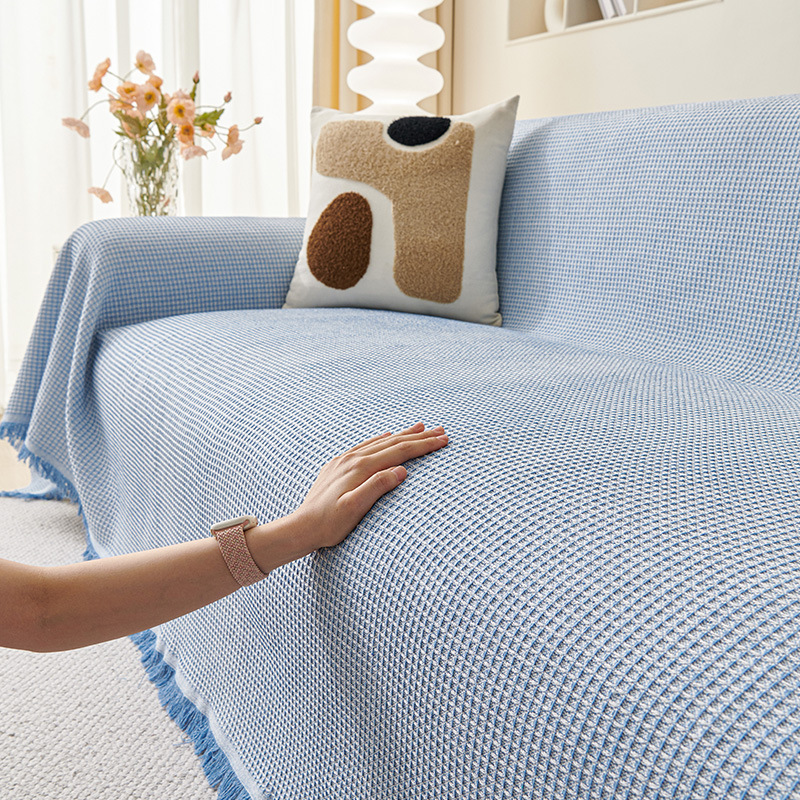 Solid Color Sofa Towel, Throw Blanket, Sofa Cover, Four-Season Sofa Cover, Dust-Proof, Four-Season Universal, Non-Slip and Stain-Resistant Sofa Cushion