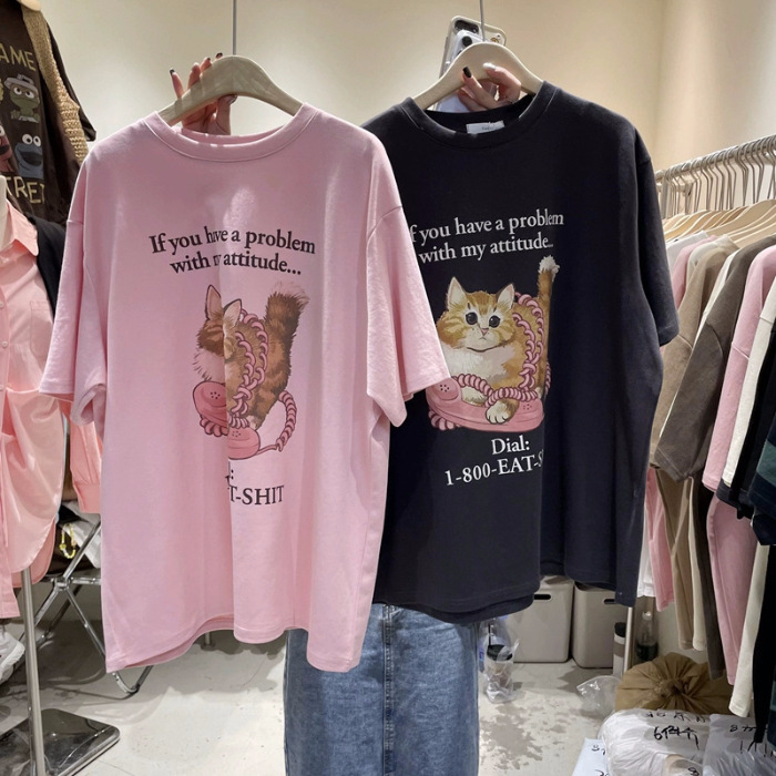 Picture of 2025 New Summer Pure Cotton Short-Sleeved T-Shirt for Women Korean Style Loose Half-Sleeved Pullover Round Neck Top 23026