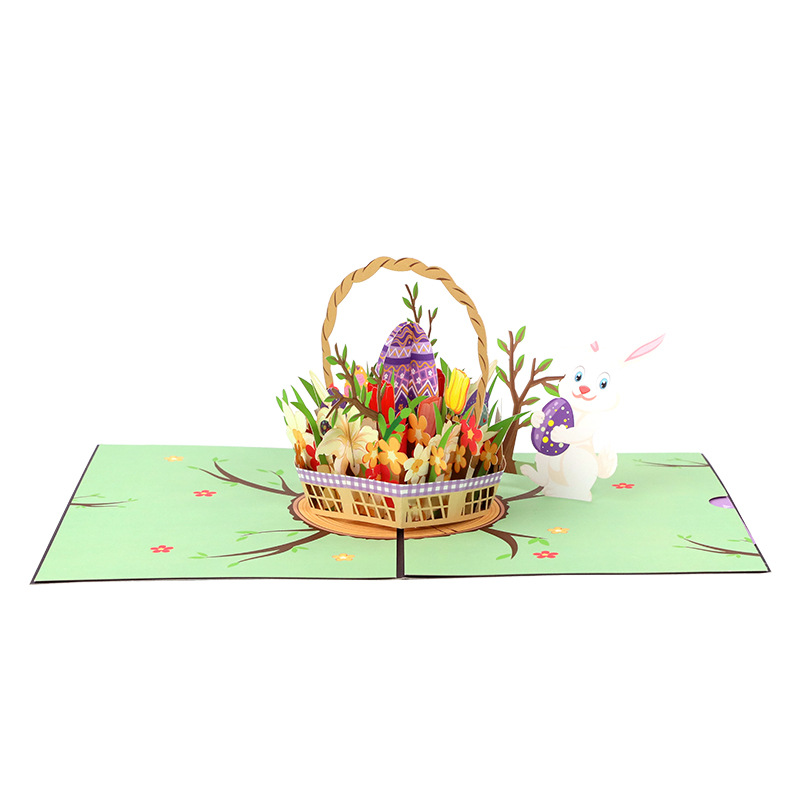 Picture of Easter egg rabbit stereo greeting card creative handmade paper carving Thanksgiving blessing message Amazon card wholesale